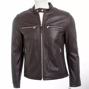 Michael Kors Espresso Dark Brown Men’s Size XL Genuine Leather Jacket